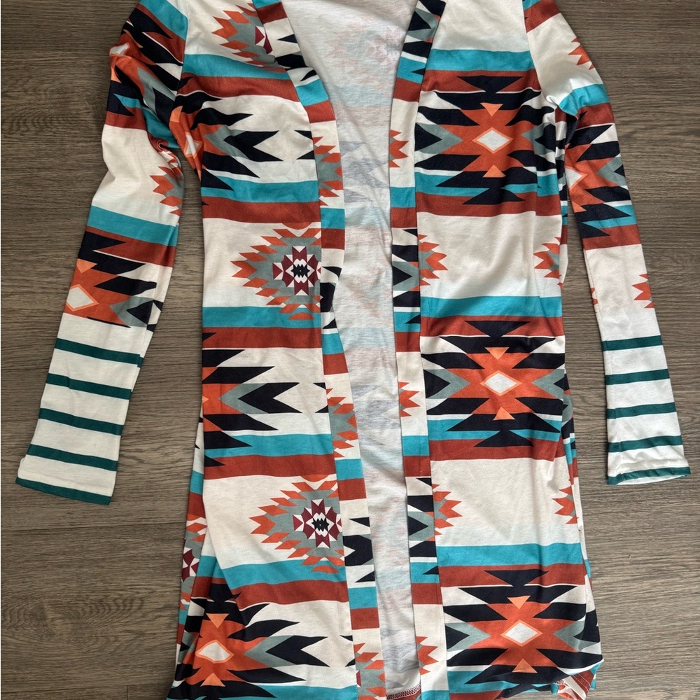 Tribal Print Long Cardigan (small)